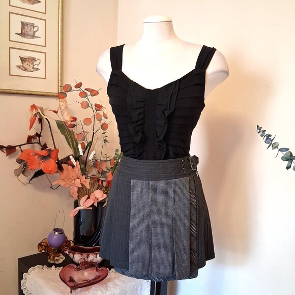 NWT DEPT Pleated Gray Mini High Waist Short Skirt Women’s Fall Winter Skirts - Picture 9 of 12